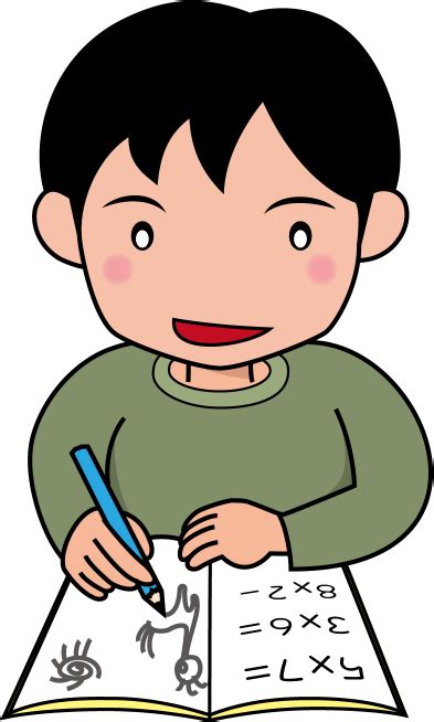 イラストポップ 学校のイラスト 授業no07ノートに落書きをしている男の子の無料素材