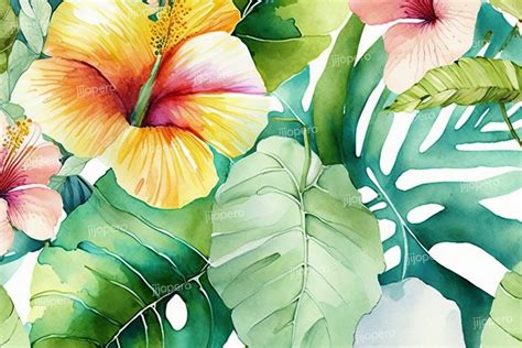 Watercolor Tropical Flowers Graphic by jijopero · Creative Fabrica