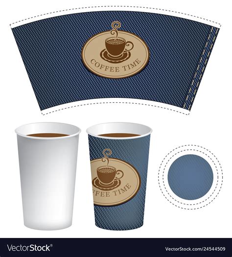 Paper Cup Template For Hot Drink With Coffee Vector Image