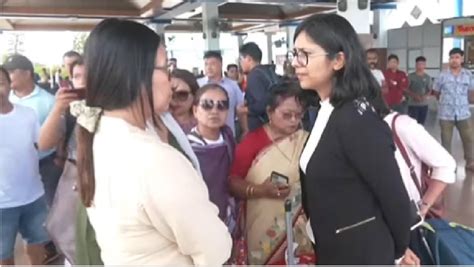 Swati Maliwal DCW chief reaches Imphal to meet women victims