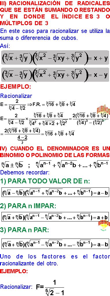 Racionalizaci N Ejemplos Y Ejercicios Resueltos De Nivel Pdf