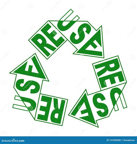 Reuse Creative Lettering On Green Recycle Arrow Sign Ecology Label Save The Eart Concept Stock