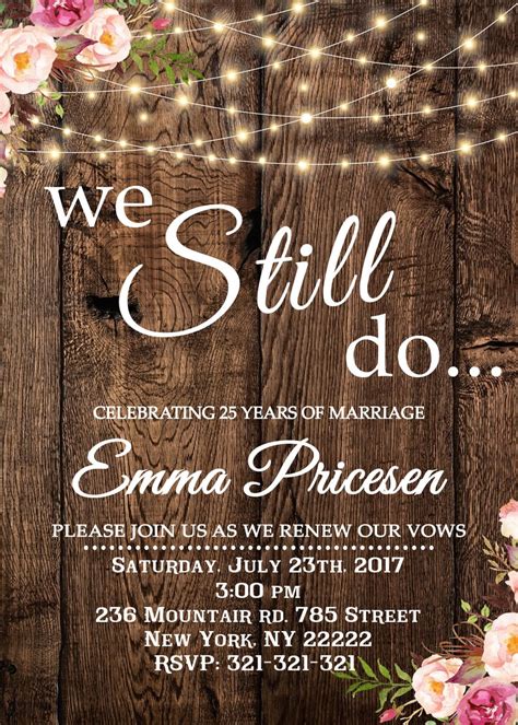 We Still Do Invite Vow Renewal Invitation Wedding Anniversary Etsy