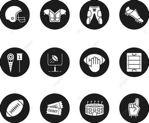 American Football Icons Set Silhouette Objects Design Vector