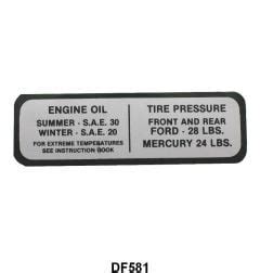 Glove Box Tire Pressure Oil Decal Interior 1932 1956 Decals