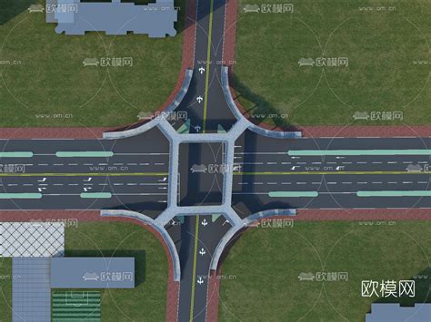 现代十字路口天桥马路3D模型下载 ID10036918 3dmax免费模型 欧模网