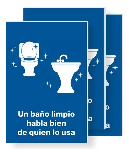 3 Piezas Señalamiento Letrero Un Baño Limpio Habla 30x20 Meses sin