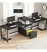 Sedeta L Shape Desk With File Drawer Computer Corner Desk With