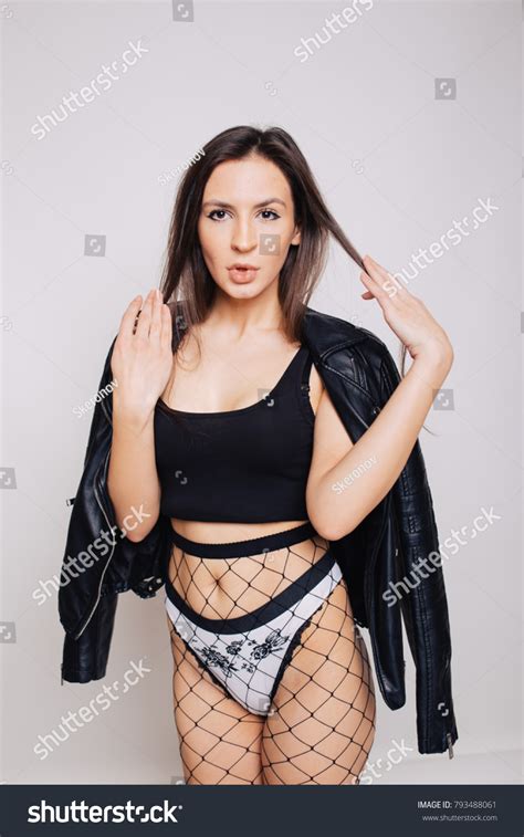 Sexy Brunette Girl Slender Figure Posing Stock Photo 793488061 Shutterstock