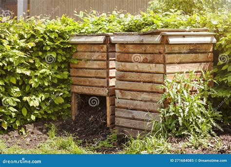 Compost Box Double with Composted Soil. Stock Image - Image of yard ...