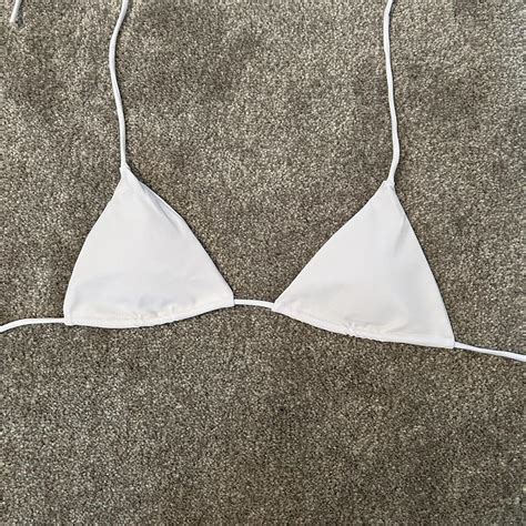 White Triangle Padded Bikini Top Removable Depop
