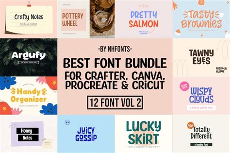 Best Font Bundle Vol 2 Cricut Fonts Procreate Fonts Canva Fonts