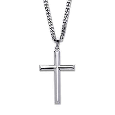 Palmbeach Sterling Silver Cross Necklace Men S Overstock Shopping Top Rated Palm Beach