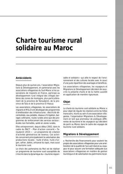 Charte Tourisme Rural Solidaire Au Maroc Le Tourisme Solidaire