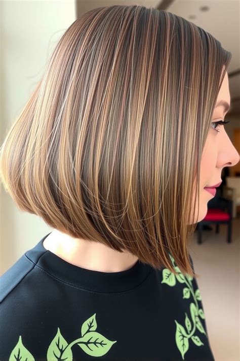 50 Must Try Autumn Hair Colours Blended Caramel Highlights On A Sleek Bob