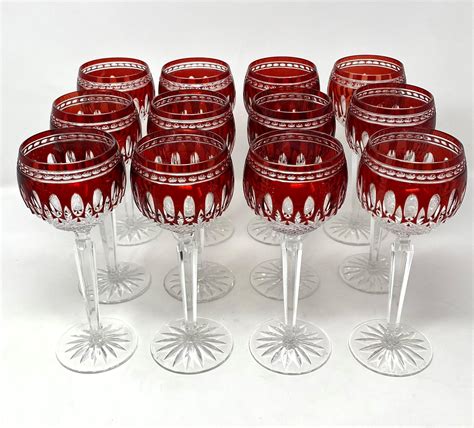 Set Of 12 Signed Waterford Crystal Clarendon Ruby Wine Glasses At 1stdibs Waterford Clarendon