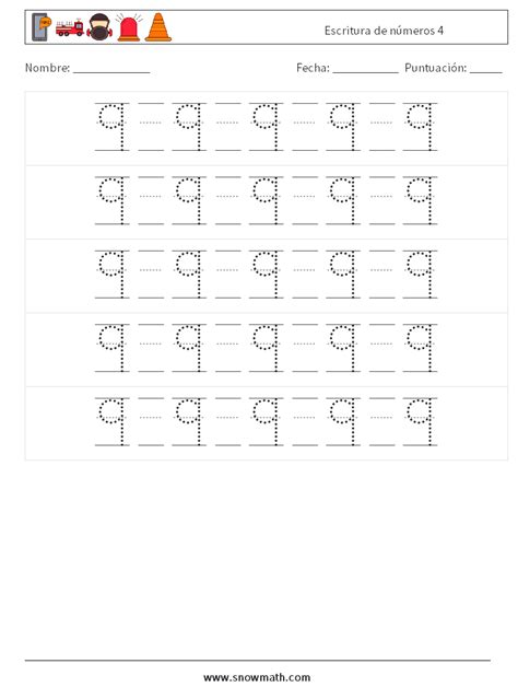 Escritura De Números 4 Hojas De Trabajo De Matemáticas 22hojas De Trabajo De Matemáticas