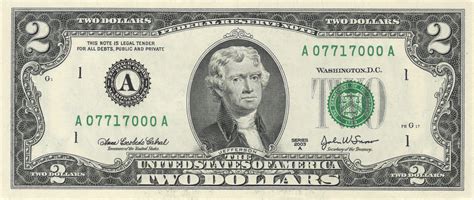 United States Two-Dollar Bill - Wikipedia - Free Printable Play Dollar ...