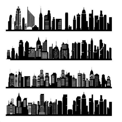 Cityscape Silhouette Vector Illustration Pack Premium AI Generated Vector