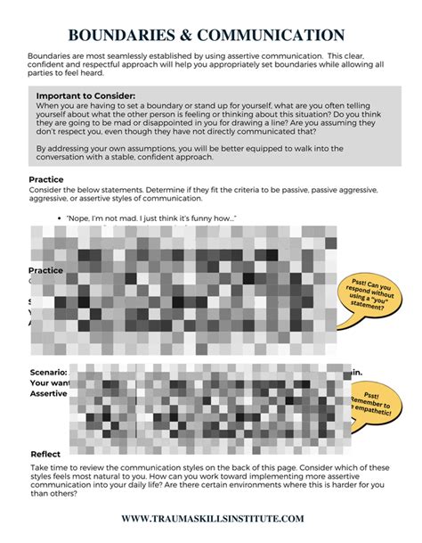 Communication Styles And Boundaries Worksheet Front And Back