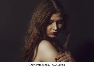 Romantic Brunette Model Naked Shoulders Stock Photo Shutterstock
