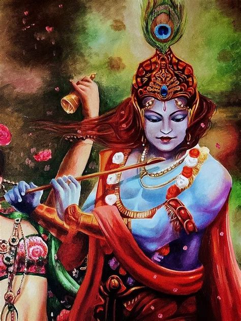 Radha Krishna Oil Painting By Dhiraj Khandelwal Exotic India Art