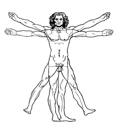 Leonardo Da Vinci Vitruvian Man 1492 Masterpiece Coloring Pages For