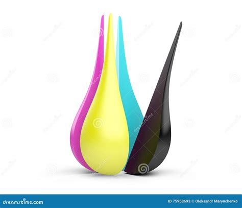 Cmyk Concept With Divided Drop Ink Stock Illustration Illustration