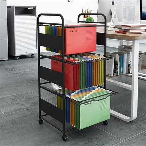 Amazon PUNCIA 3 Tiers Metal Rolling File Carts With Wheels