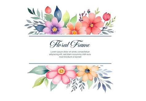 Watercolor Floral Wreath Wedding Design And Round Frame Premium AI