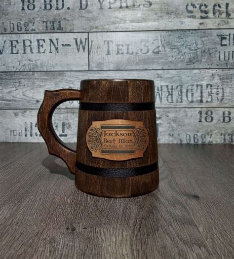 Viking Wooden Beer Mug Groomsmen T T For Him Wedding Etsy