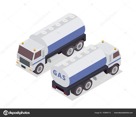 Modern Isometric Urban Vehicle Illustration Logo Gas Tank Truck Stock