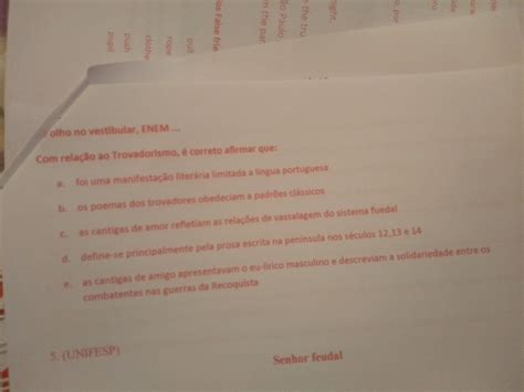 Sobre As Características Do Trovadorismo é Incorreto Afirmar