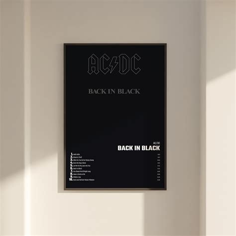 Acdc Back in Black Album Cover Poster, Wall Art, ACDC, Back in Black - Etsy