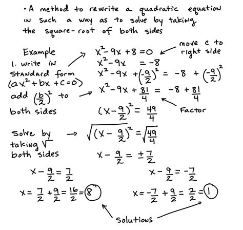 Solve Quadratic Equations Completing The Square – Algebra Test Helper