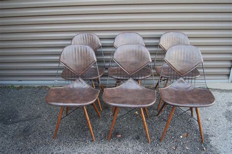Set Of Six Wire Chairs With Dowel Legs And Bikini Pad Machine Age New England S Largest