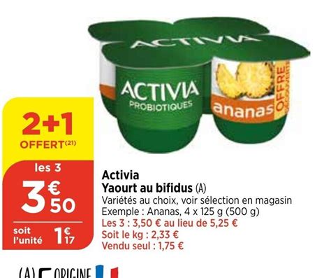 Promo Activia Yaourt Au Bifidus A Chez Maximarch