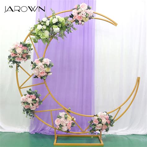 Jarown Adere Os De Casamento Base De Ferro Forjado Lua Arco De