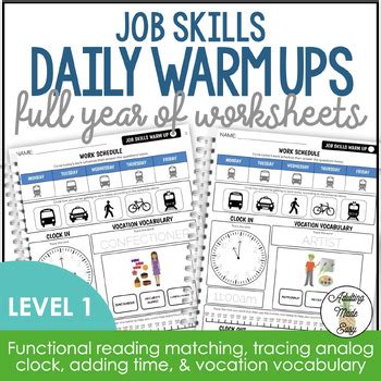 Job Skills Daily Warm Up Worksheets Level Tpt