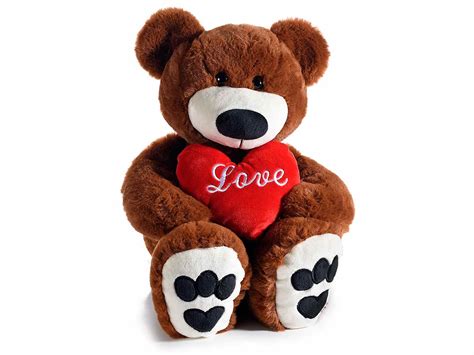 Orsetto Di Peluche Con Cuore Imbottito E Scritta Love