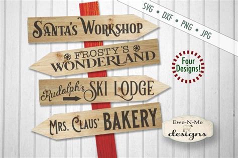 Directional Christmas Sign Designs Bundle Svg Dxf Files