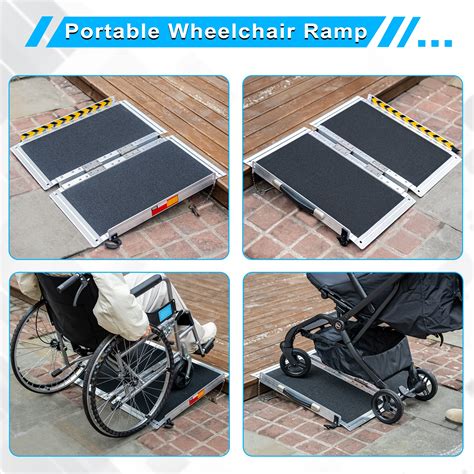 Vnn Portable Wheelchair Ramp Ft Non Slip Aluminum Folding Handicap