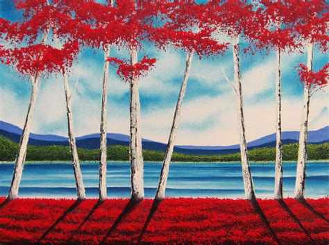 Bing Art by Rachel Bingaman: Fall Landscape Painting, Red Forest Fall ...