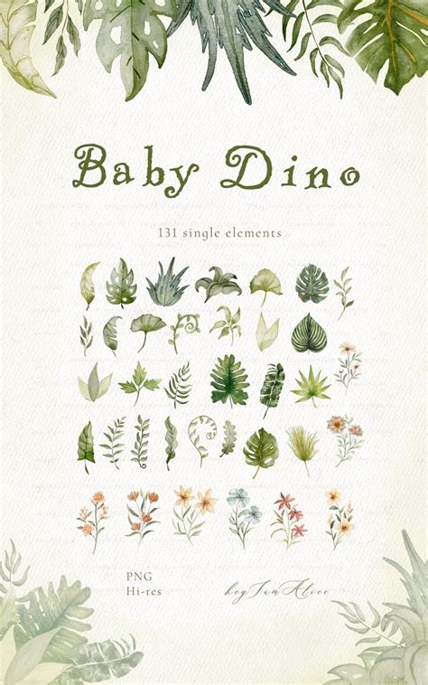 Baby Dinosaurs Watercolour Clipart Cute Dinosaurs Dino Decor