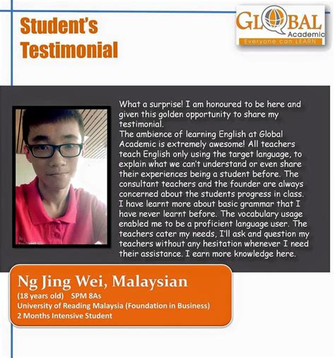 Student's Testimonial - Global Academic