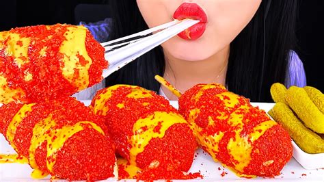 Asmr Hot Cheetos Mozzarella Corn Dogs No Talking Crunchy Eating