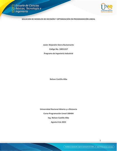 PROGRAMACION LINEAL SOLUCION DE MODELOS DE DECISIN Y OPTIMIZACIN EN