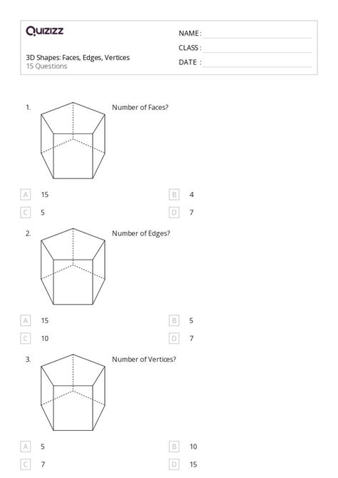 50+ 3D Shapes worksheets for 6th Class on Quizizz | Free & Printable