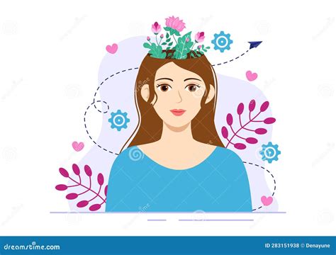 Positives Thoughts Vector Illustration With Thinking Positive As A