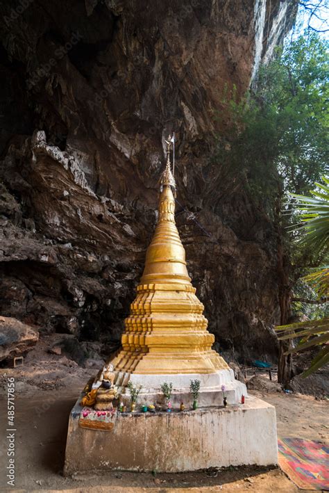 Gold Stupa Inside Sadan Cave Aka Saddar Caves Hpa An Kayin State